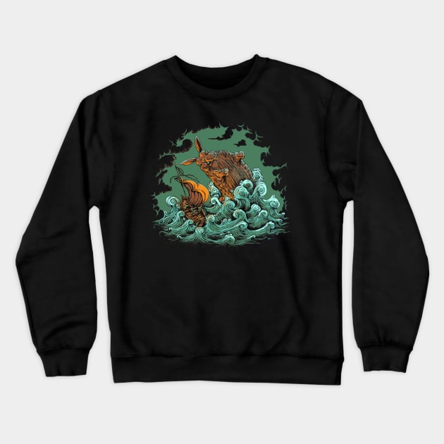 Sea Bunny Attack! Crewneck Sweatshirt by halegrafx